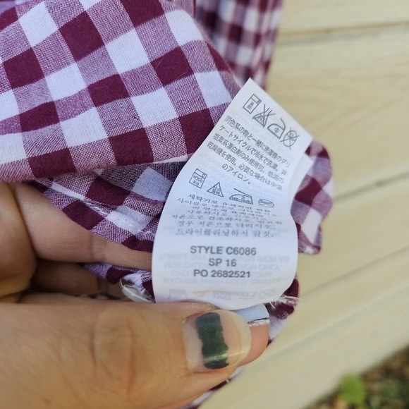 J. Crew purple and white classic-fit boy shirt in crinkle gingham size 00 - Picture 7 of 9